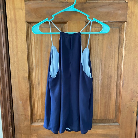 Navy chiffon tank top - Picture 2 of 2